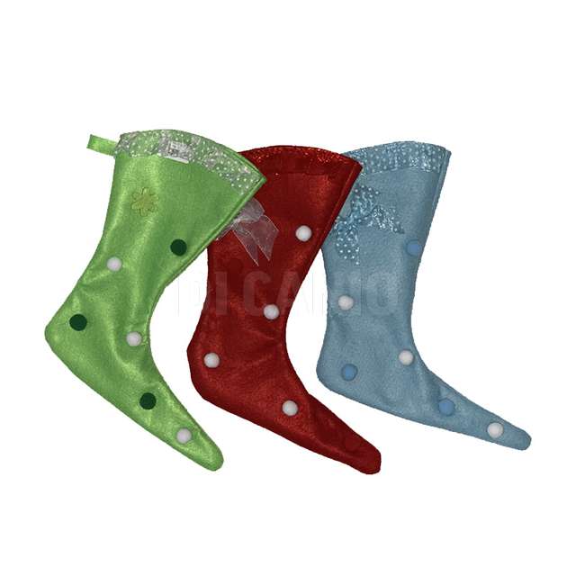 Calza befana 45 lux folletto panno assortita con appendino - Principale