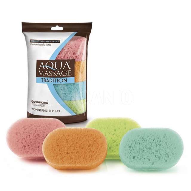 Aquamassage tradition-spugna sinteticadelicata 4 colori 4pz - Principale