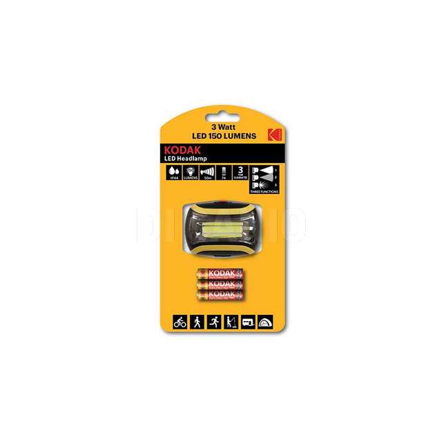 Torcia led frontale bici 150 lumens 3w pile incluse ip44 kodak - Principale