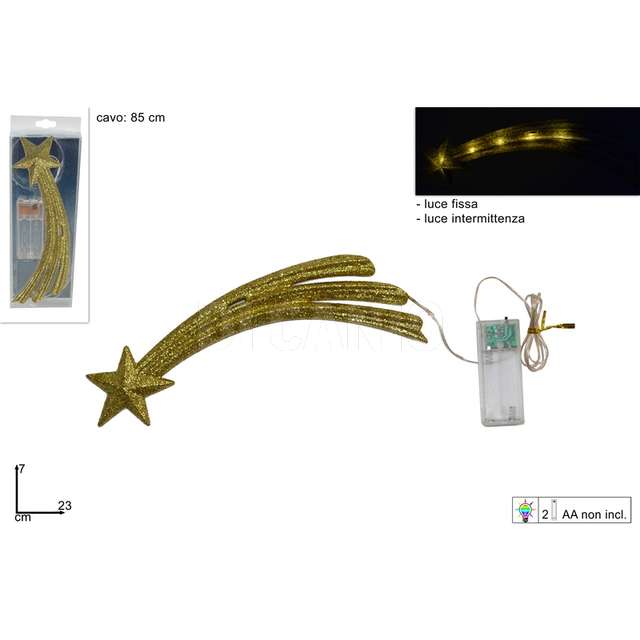Stella cometa oro 23 cm.. con luce batt.ria - Principale