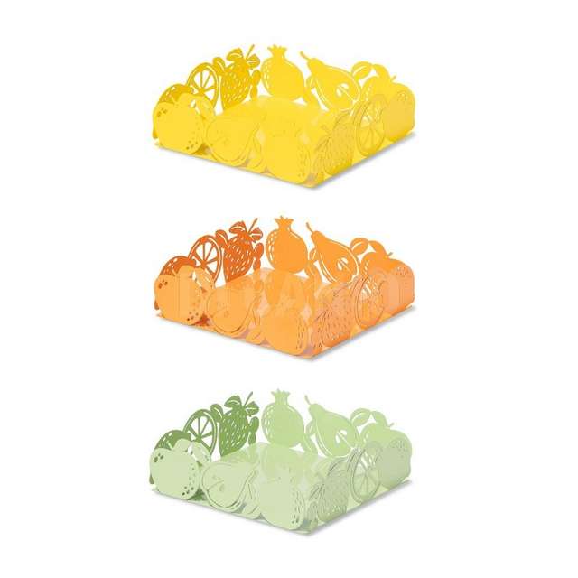 Portatovaglioli in metallo decorato 17x17xh.6 cm colori assortiti - Principale