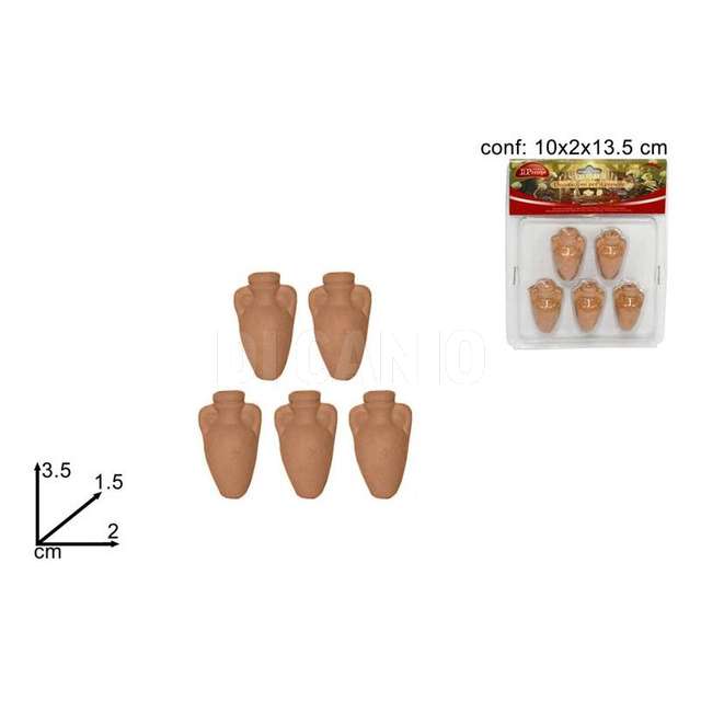 Anforette conicche con manici 5 pz. terracotta - Principale