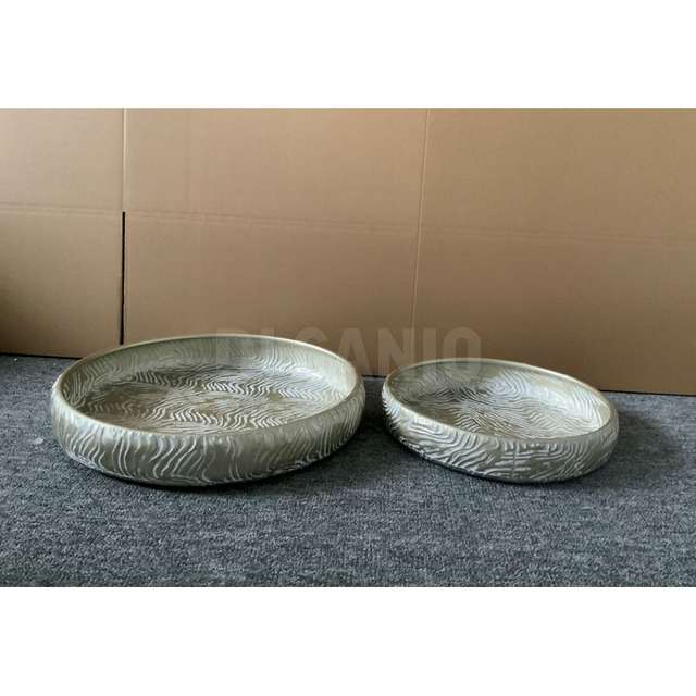 Set 2 piatti centrotavola metallo 8x49x49+7.5x37x37 - Principale