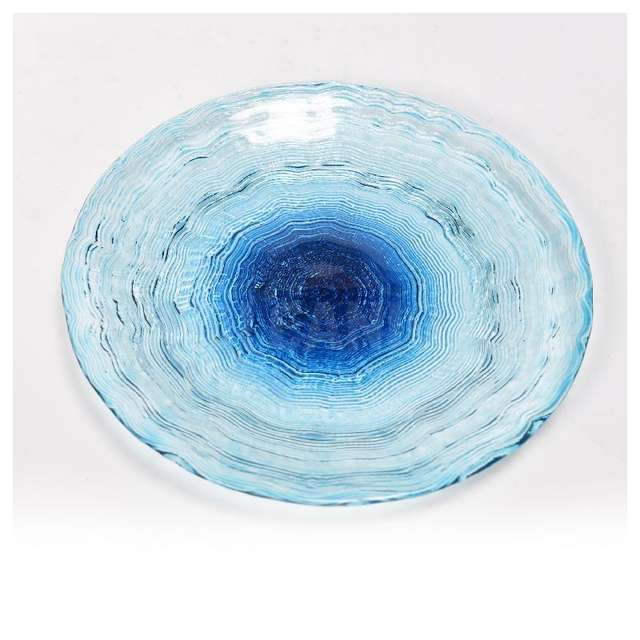 Piatto tondo in vetro onda cm.21x2.2 blu - Principale