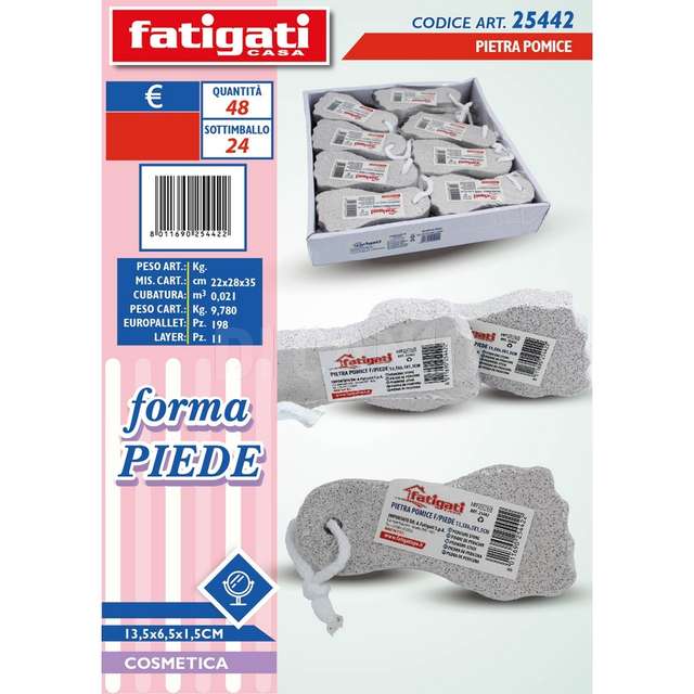 Pietra pomice f/piede 13.5x6.5x1.5 - Principale