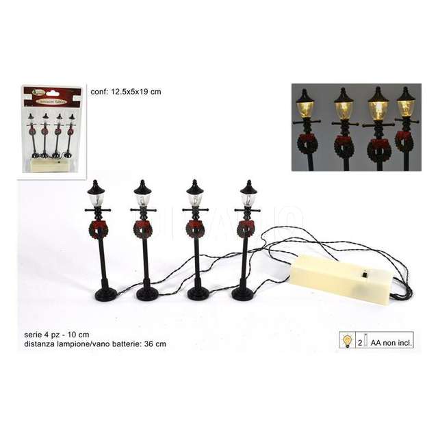 Lampioni serie 4pz con luci batt cm 10 96023-4 - Principale
