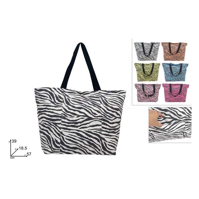 Borsa mare canvas fantasia zebrata 6 colori - Principale