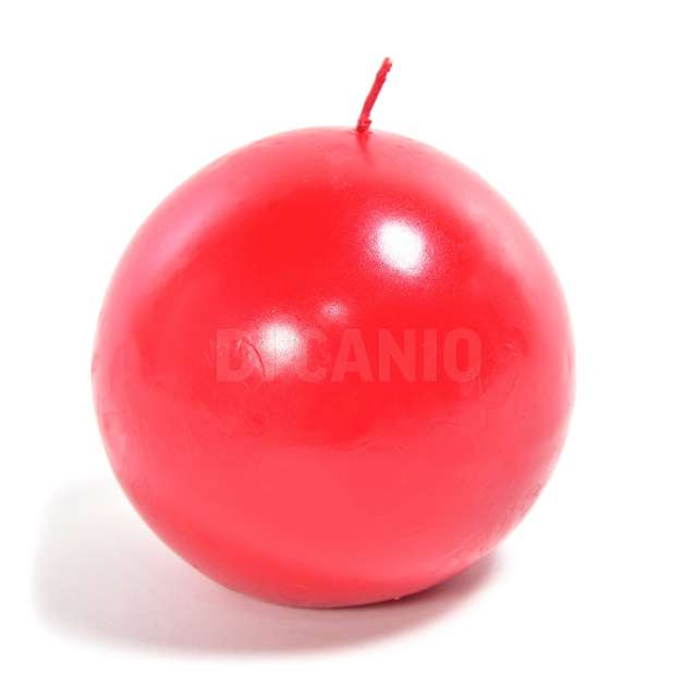 Candela sfera lucida rossa in cera d.7 cm - Principale