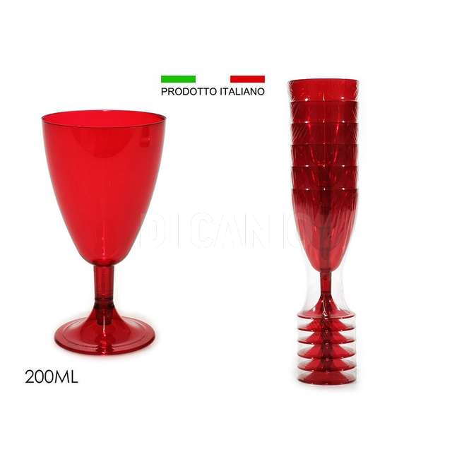 Set 6 bicc. vino rosso plastica 200ml - Principale