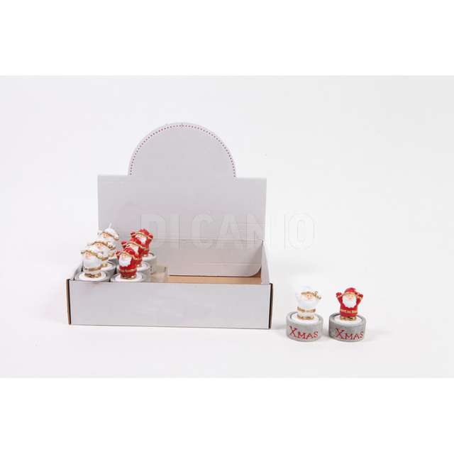 Candela babbo natale in biccherino di cemento (h.6.5xd.5 cm.) ass - Principale