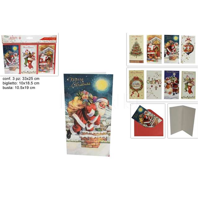 Biglietti auguri con bustina set 3pz ass.. - Principale