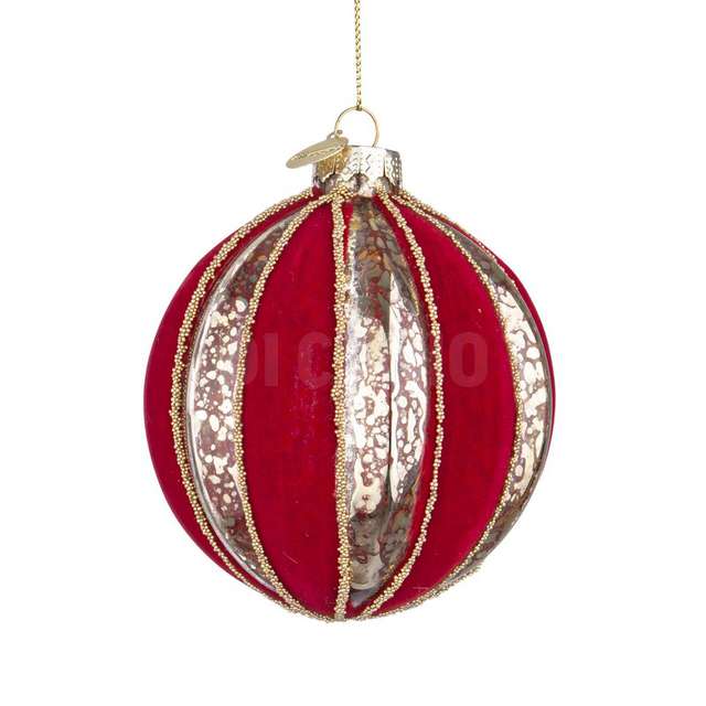 Sfera vt velours rosso d80 vetro e medaglietta dm.8 - Principale