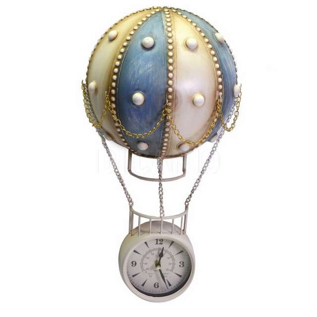 Orologio metallo legno mongolfiera azz.vacc - Principale