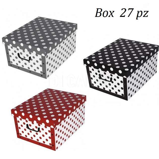 Scatola cartone c/coperchio montato 52x40x25 decoro pois miss.space - Principale