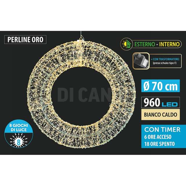 Ghirlanda met.70cm 960l 8f u/es.cal.oro per. - Principale