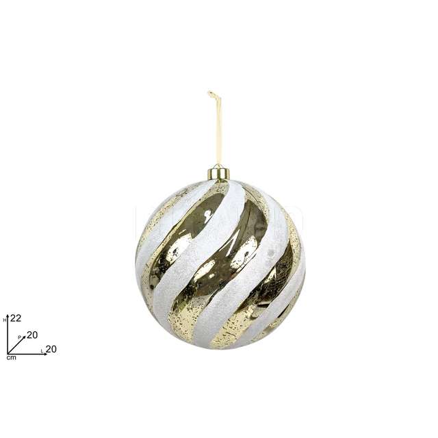 Palla 20 cm. oro lucido/bianco glitterato - Principale