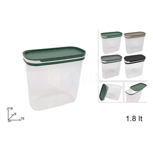 Contenitore plastica 1,8 lt con tappo scorrevole 4 colori - Principale