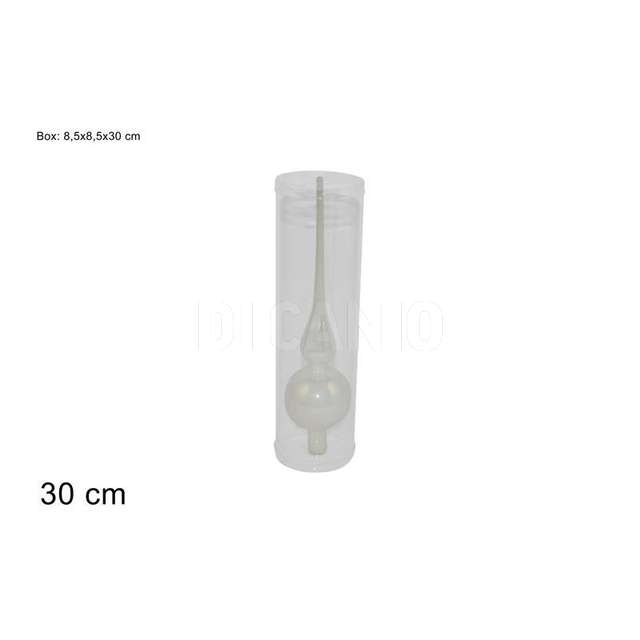 Puntale vetro albero 30 cm. perlato bianco - Principale