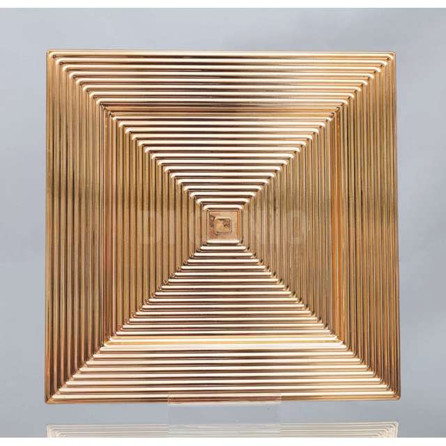 Piatto plastica quadrato cm.33 oro rigato metallizzato - Principale