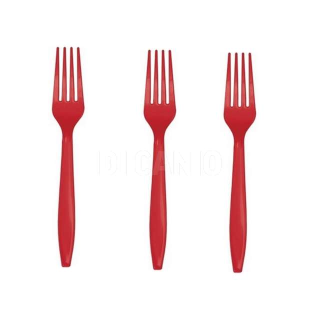 Conf. 20 forchette plastica rosse riutilizzabili - Principale
