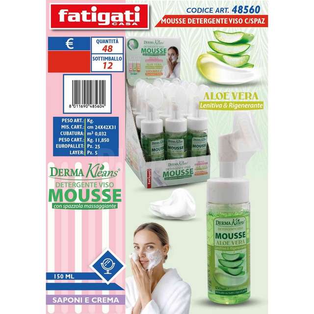 Mousse detergente viso con spazzola aloe vera - Principale