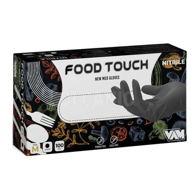 Conf. 100 pz guanti in nitrile nero senza polvere vam food tg. xl - Principale