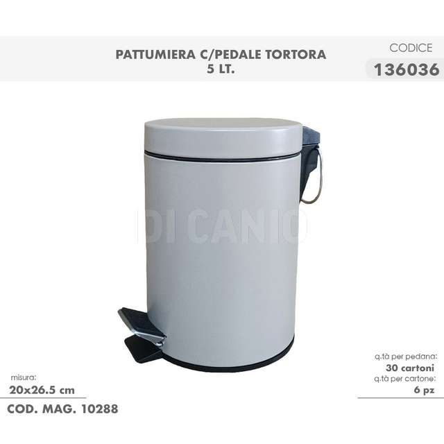 Pattumiera metalloa pedale lt.5 tortora - Principale