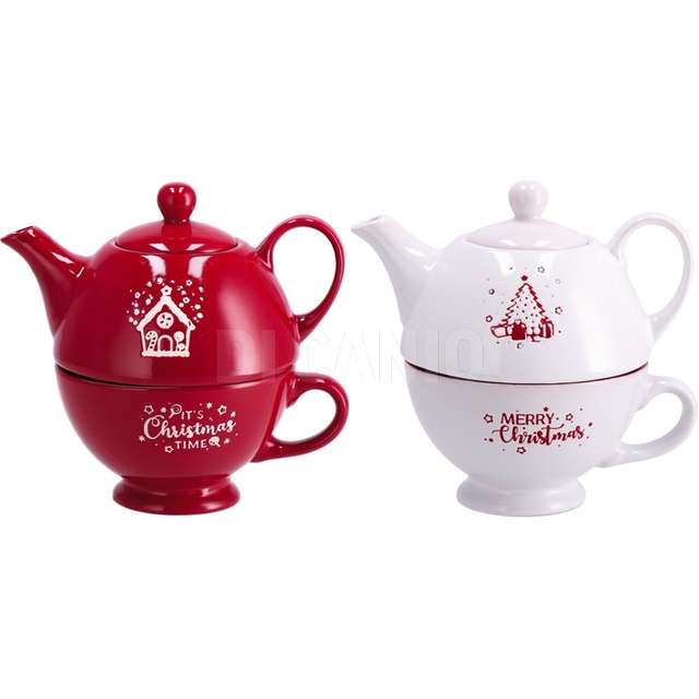 Teiera+tazza ceramica corby 2 col natale - Principale