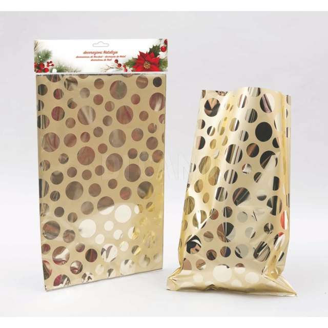 8 buste regalo cm.20x35 bolle oro metallizzate - Principale