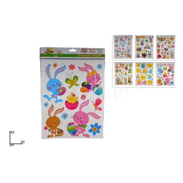 Sticker vetrofania soggetti pasqua funny 6 assortiti - Principale