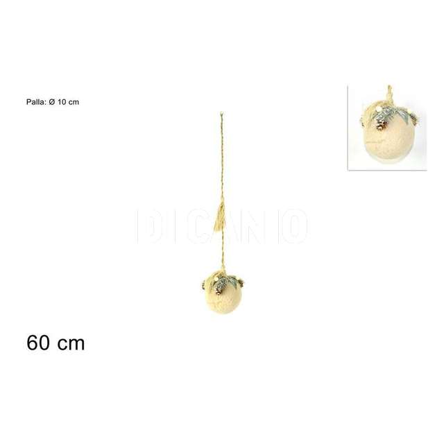 Appendino palla con pelliccia pigne bacche rosa 10cm dy211105d - Principale