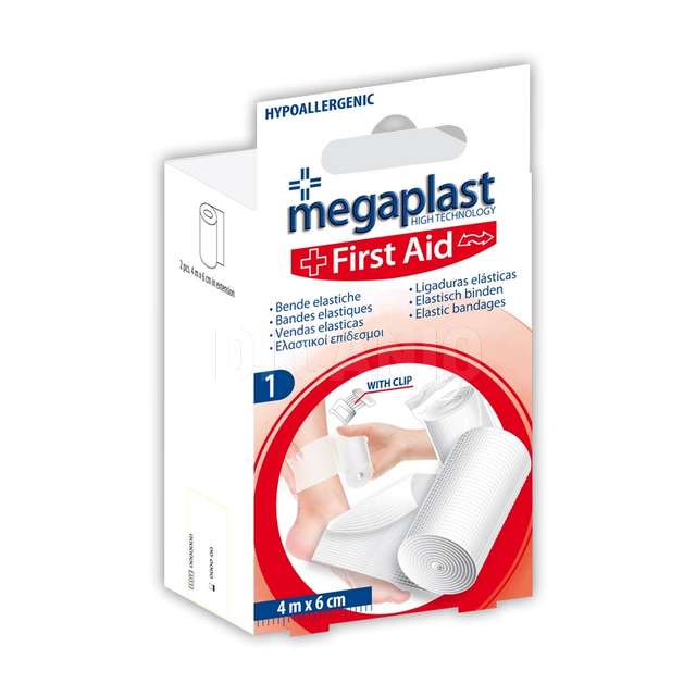 Set 2 bende elastiche+fermaglio 4mtx6cm first aid megaplast - Principale