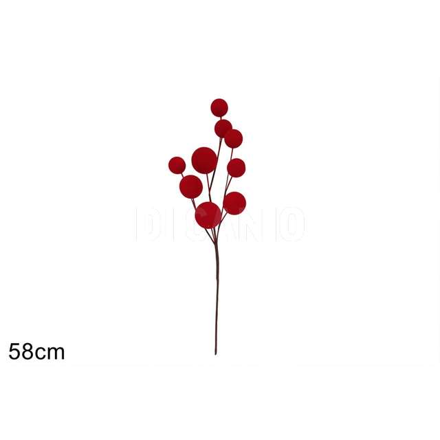 Stelo 9 palle 58 cm effetto velluto rosso - Principale