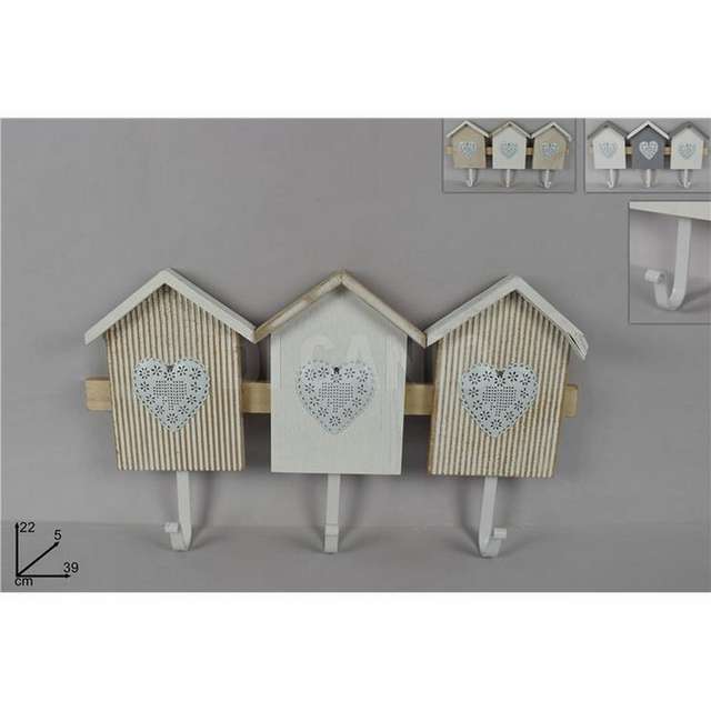 Casetta legno gancio 3posti c_cuori 38x21 2col due esse - Principale
