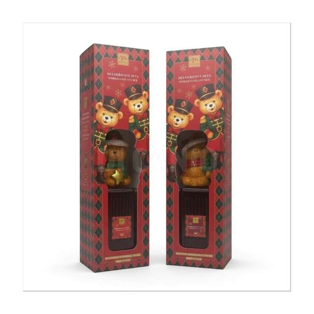 Diffusore di fragranza bottiglia clara 500 ml melograno e seta tappo teddy e b - Principale
