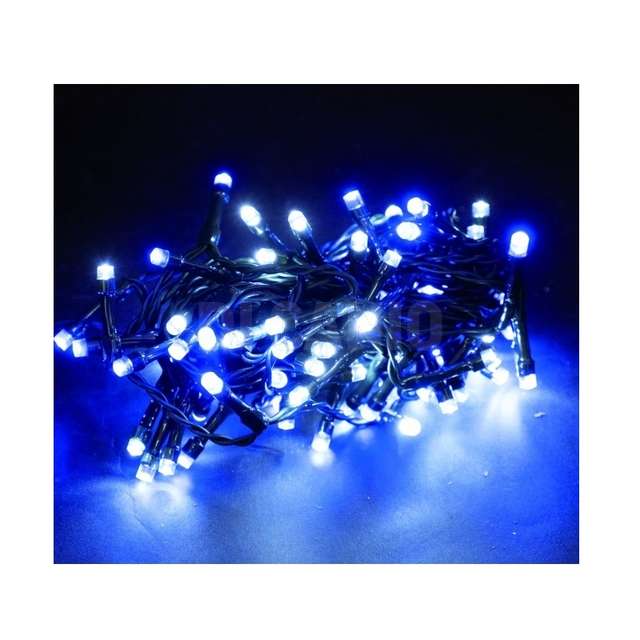 Catena 10 led blu mt.1+1,50 cavo verde x interno euron. el-74331u - Principale