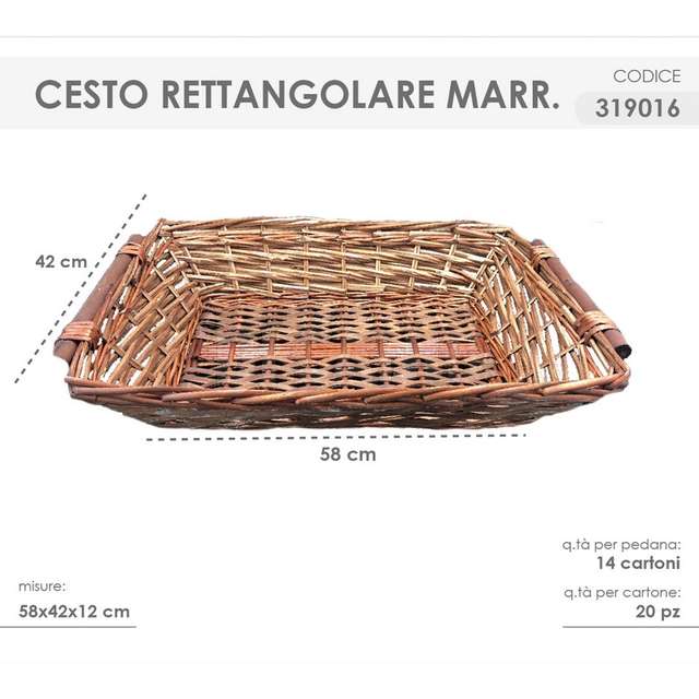 Cesto rettangolare marrone 58x42x12cm - Principale