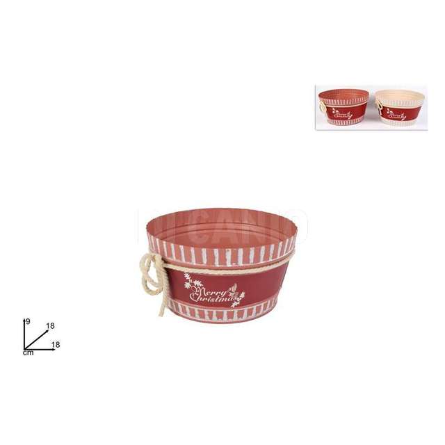 Vaso latta tondo merry christmas con cordon.diam.18cm 2col.19ng1031134 - Principale