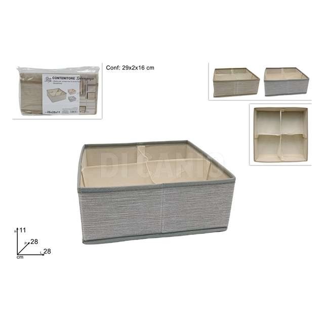 Organizer armadio 4 posti in tessuto 28x28x11 2 colori - Principale