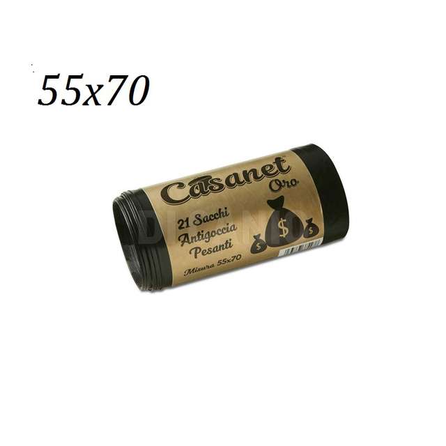 Sacco antigoccia pesante nero cm. 55x70linea oroin rotolo da 21 pz. - Principale