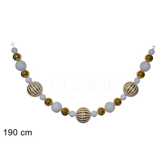 Ghirlanda 23 palline 190 cm. oro/bianco - Principale