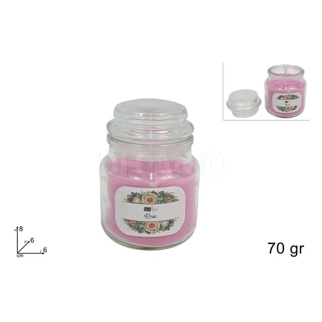 Candela profumata rose 70gr in barattolo vetro - Principale