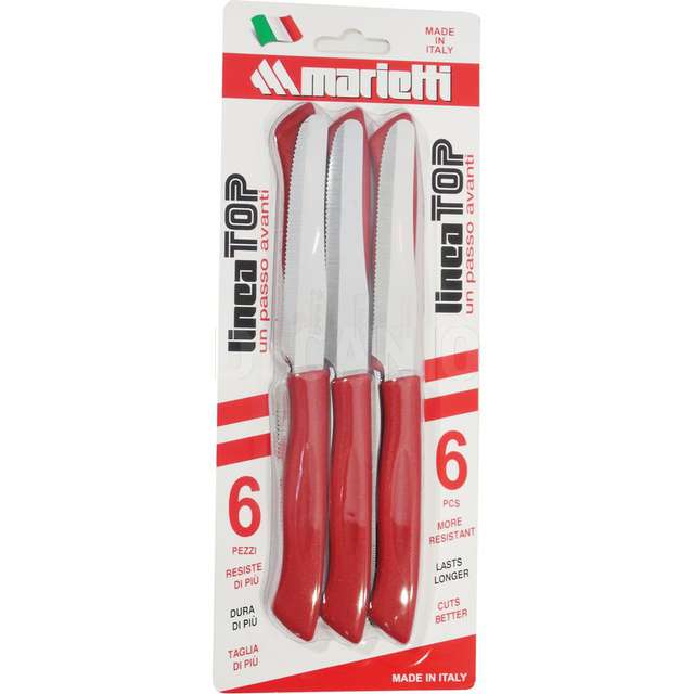 Conf. 6 coltelli tavola cm.11 rosso linea top - Principale