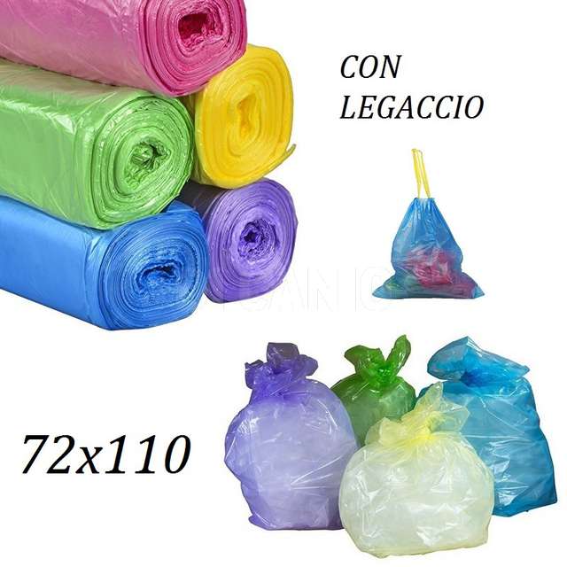Sacco differenziata azzurro cm.72x110 lt.110 rotolo 10 pz. con maniglia casanet - Principale