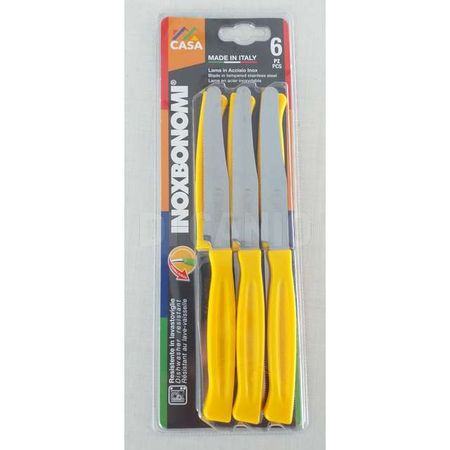 Blister 6 pz. coltello tavola bivalva giallo bonomi - Principale