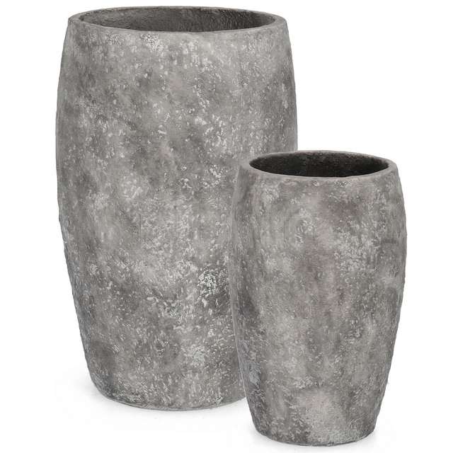 Set 2 p.vaso meili alto grigio in fibra di vetro - Principale