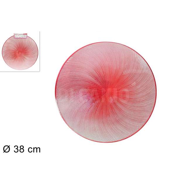 Tovaglietta tonda diam 38 cm. decorata rosso - Principale