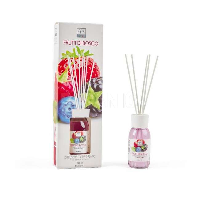 Diffusore di essenza con bacchetti in cotone 125 ml frutti di bosco - Principale