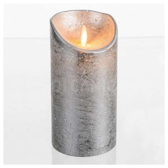 Candela 7,5cm argento led classic fiamma h15cm lotti 44494 - Principale