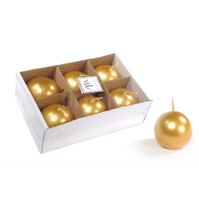 Set 6 candele sfera metallic in cera d.cm 4 5 colore oro - Principale